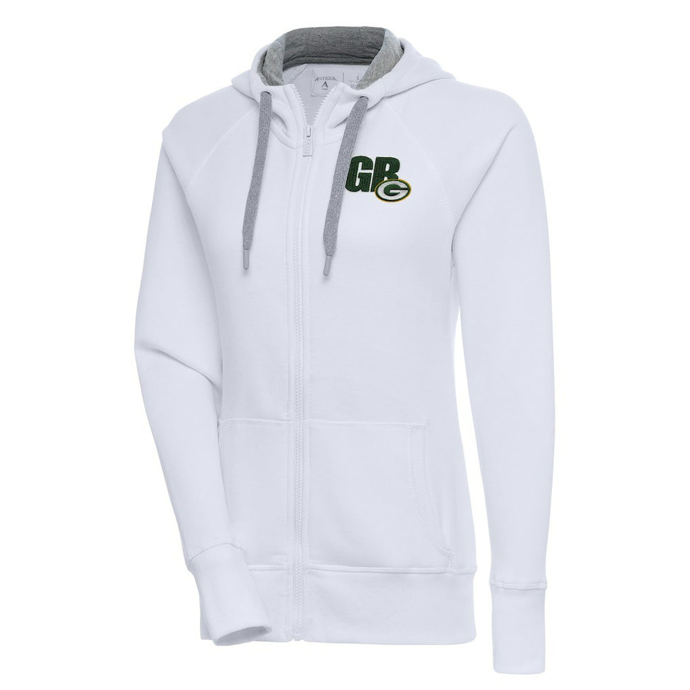 Green Bay Packers Antigua Women's Victory Full-Zip Hoodie - White - NFL