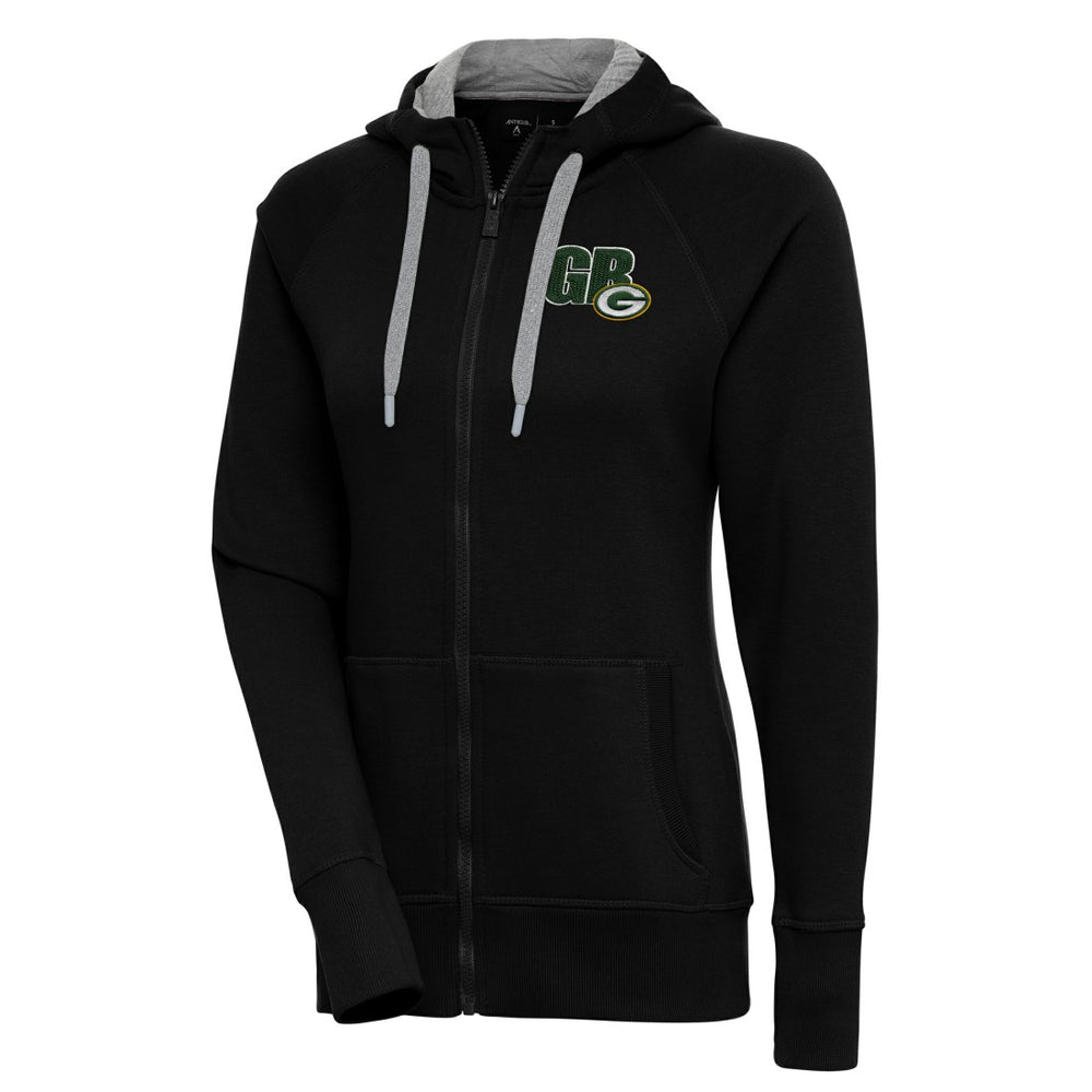 Green Bay Packers Antigua Women's Victory Full-Zip Hoodie - Black - NFL