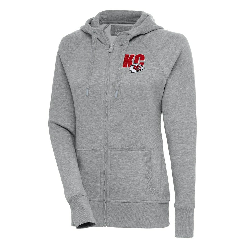 Kansas City Chiefs Antigua Women's Victory Full-Zip Hoodie - Heather Gray - NFL