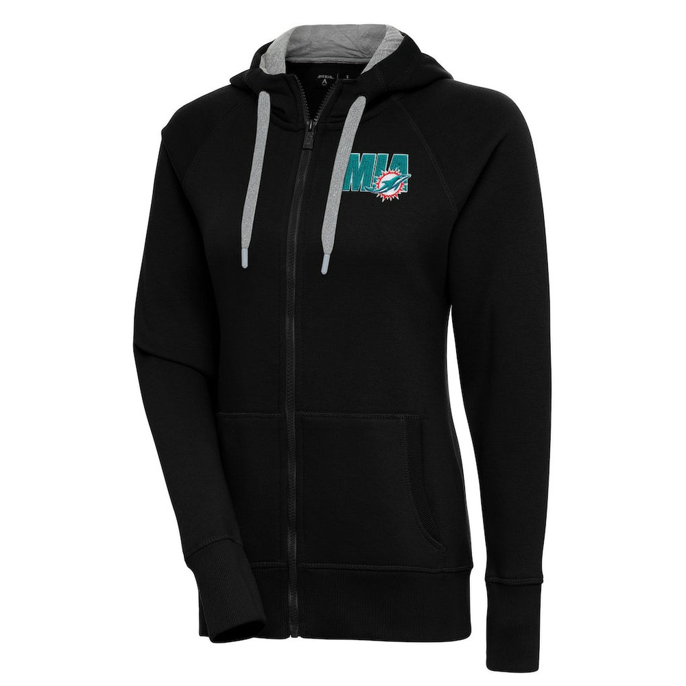Miami Dolphins Antigua Women's Victory Full-Zip Hoodie - Black - NFL