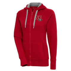 San Francisco 49ers Antigua Women's Victory Full-Zip Hoodie - Scarlet - NFL