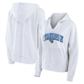 Tennessee Titans Women's Striped Notch Neck Pullover Hoodie - White/Gray - Fanatics
