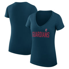 Cleveland Guardians G-III 4Her by Carl Banks Women's Super-Slim Fit Lightweight Dot Print V-Neck T-Shirt Online