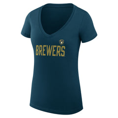 Milwaukee Brewers G-III 4Her by Carl Banks Women's Super-Slim Fit Lightweight Dot Print V-Neck T-Shirt Discount