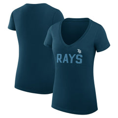 Tampa Bay Rays G-III 4Her by Carl Banks Women's Super-Slim Fit Lightweight Dot Print V-Neck T-Shirt Discount