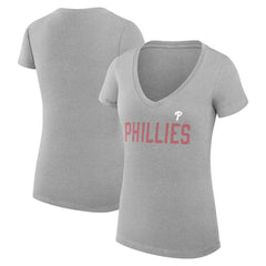 Philadelphia Phillies G-III 4Her by Carl Banks Women's Super-Slim Fit Lightweight Dot Print V-Neck T-Shirt Outlet