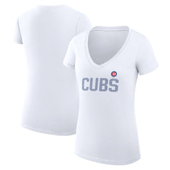 Chicago Cubs G-III 4Her by Carl Banks Women's Super-Slim Fit Lightweight Dot Print V-Neck T-Shirt for sale