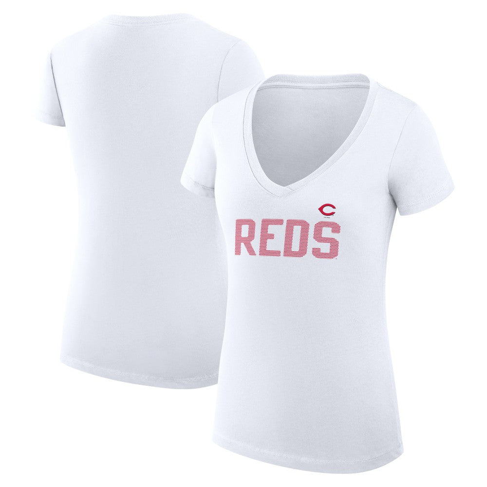 Cincinnati Reds G-III 4Her by Carl Banks Women's Super-Slim Fit Lightweight Dot Print V-Neck T-Shirt for sale