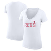Cincinnati Reds G-III 4Her by Carl Banks Women's Super-Slim Fit Lightweight Dot Print V-Neck T-Shirt for sale