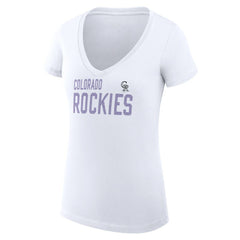 Colorado Rockies G-III 4Her by Carl Banks Women's Super-Slim Fit Lightweight Dot Print V-Neck T-Shirt Near Me