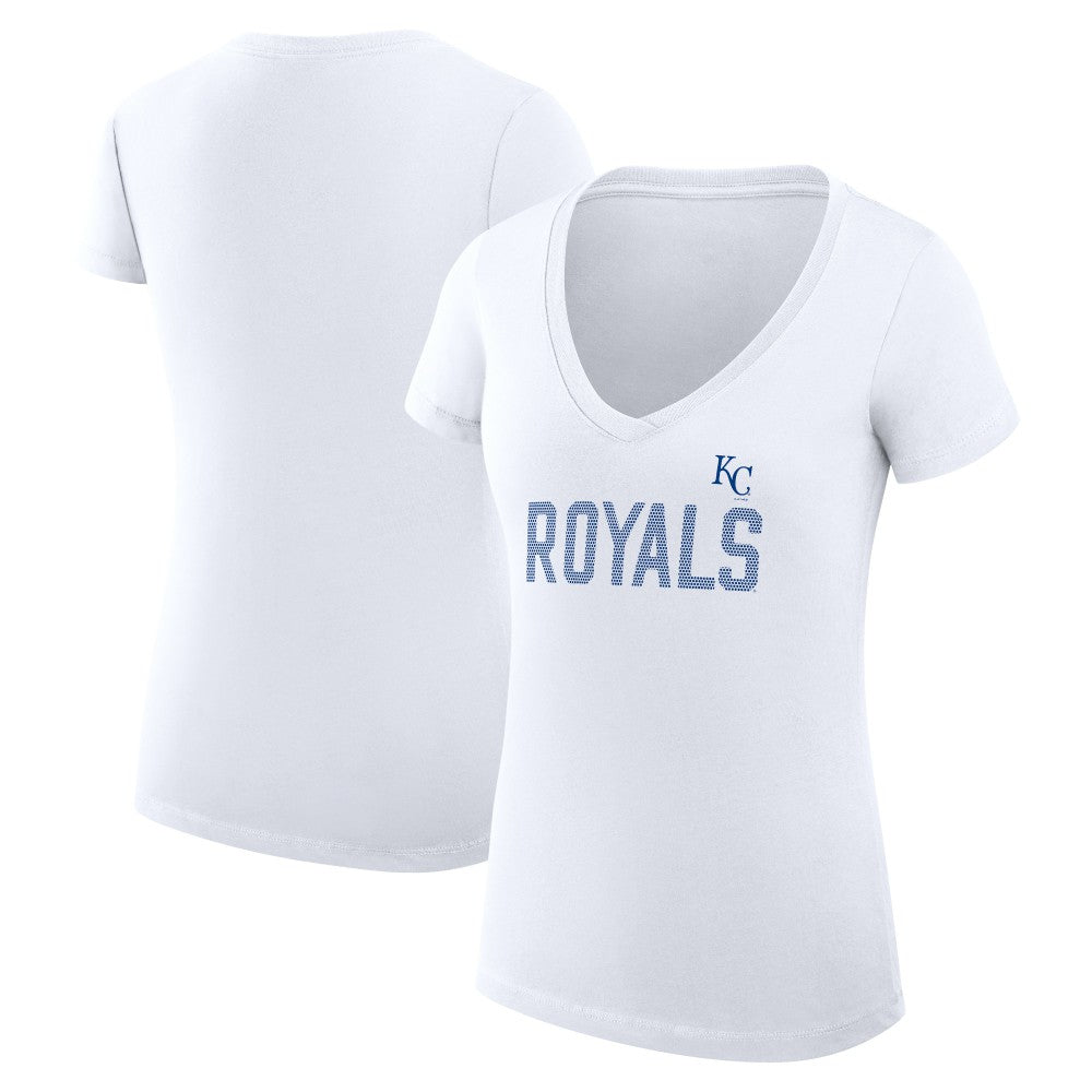 Kansas City Royals G-III 4Her by Carl Banks Women's Super-Slim Fit Lightweight Dot Print V-Neck T-Shirt Sale