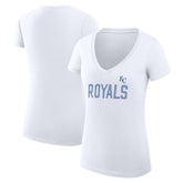 Kansas City Royals G-III 4Her by Carl Banks Women's Super-Slim Fit Lightweight Dot Print V-Neck T-Shirt Sale