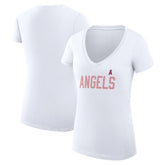 Los Angeles Angels G-III 4Her by Carl Banks Women's Super-Slim Fit Lightweight Dot Print V-Neck T-Shirt for sale