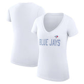 Toronto Blue Jays G-III 4Her by Carl Banks Women's Super-Slim Fit Lightweight Dot Print V-Neck T-Shirt Outlet