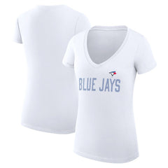 Toronto Blue Jays G-III 4Her by Carl Banks Women's Super-Slim Fit Lightweight Dot Print V-Neck T-Shirt Outlet