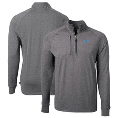 Detroit Lions Cutter & Buck Big & Tall Adapt Eco Knit Quarter-Zip Pullover Top - Heather Black - NFL
