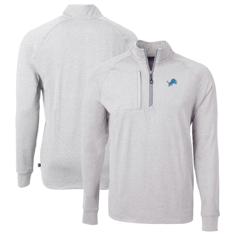 Detroit Lions Cutter & Buck Big & Tall Adapt Eco Knit Quarter-Zip Pullover Top - Heather Gray - NFL