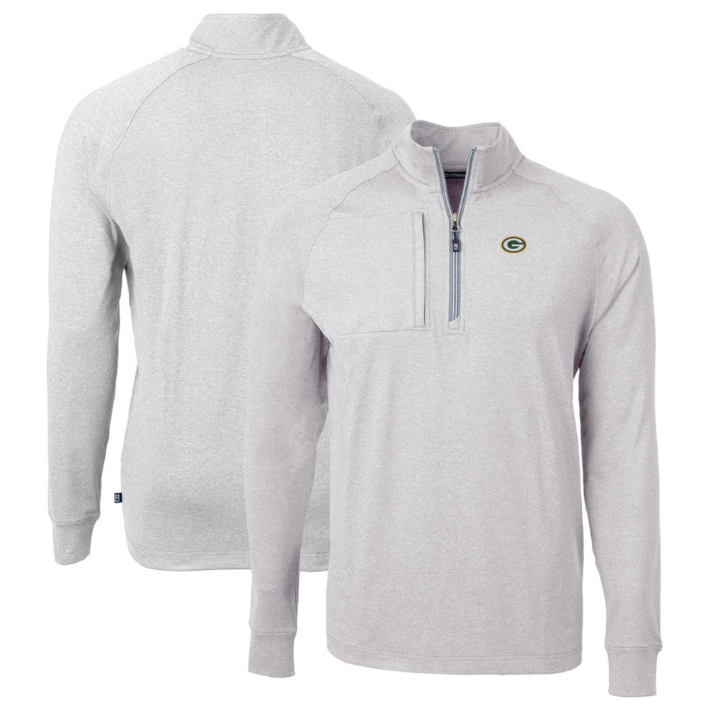 Green Bay Packers Cutter & Buck Big & Tall Adapt Eco Knit Quarter-Zip Pullover Top - Heather Gray - NFL