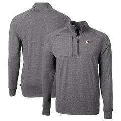 Kansas City Chiefs Cutter & Buck Big & Tall Adapt Eco Knit Quarter-Zip Pullover Top - Heather Black - NFL