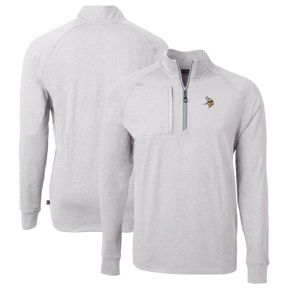 Minnesota Vikings Cutter & Buck Big & Tall Adapt Eco Knit Quarter-Zip Pullover Top - Heather Gray - NFL