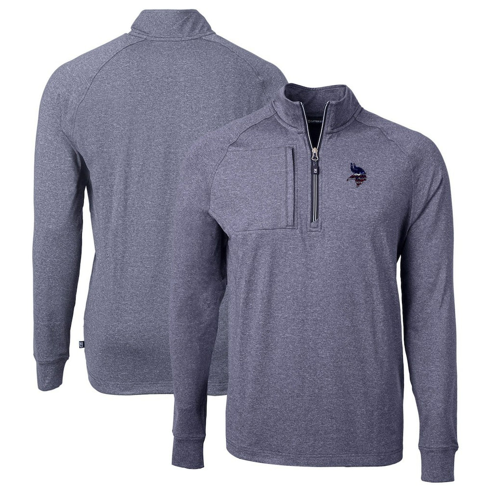 Minnesota Vikings Cutter & Buck Big & Tall Adapt Eco Knit Quarter-Zip Pullover Top - Heather Navy - NFL