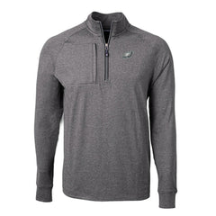 Philadelphia Eagles Cutter & Buck Big & Tall Adapt Eco Knit Quarter-Zip Pullover Top - Heather Black - NFL