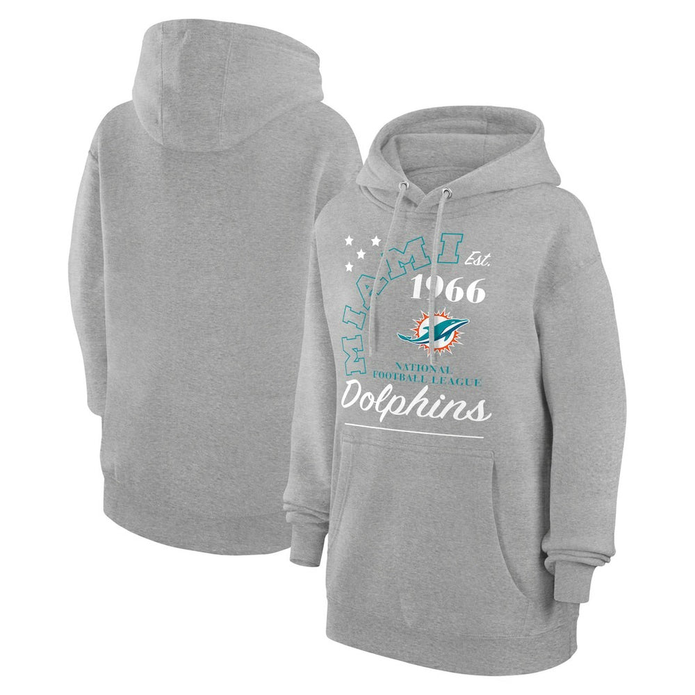 Miami Dolphins Starter Unisex Arch Team Fleece Pullover Hoodie - Heather Gray - NFL