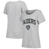 Las Vegas Raiders Women's Plus Size Arch Over Logo T-Shirt - Heather Gray - Fanatics