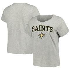 New Orleans Saints Women's Plus Size Arch Over Logo T-Shirt - Heather Gray - Fanatics