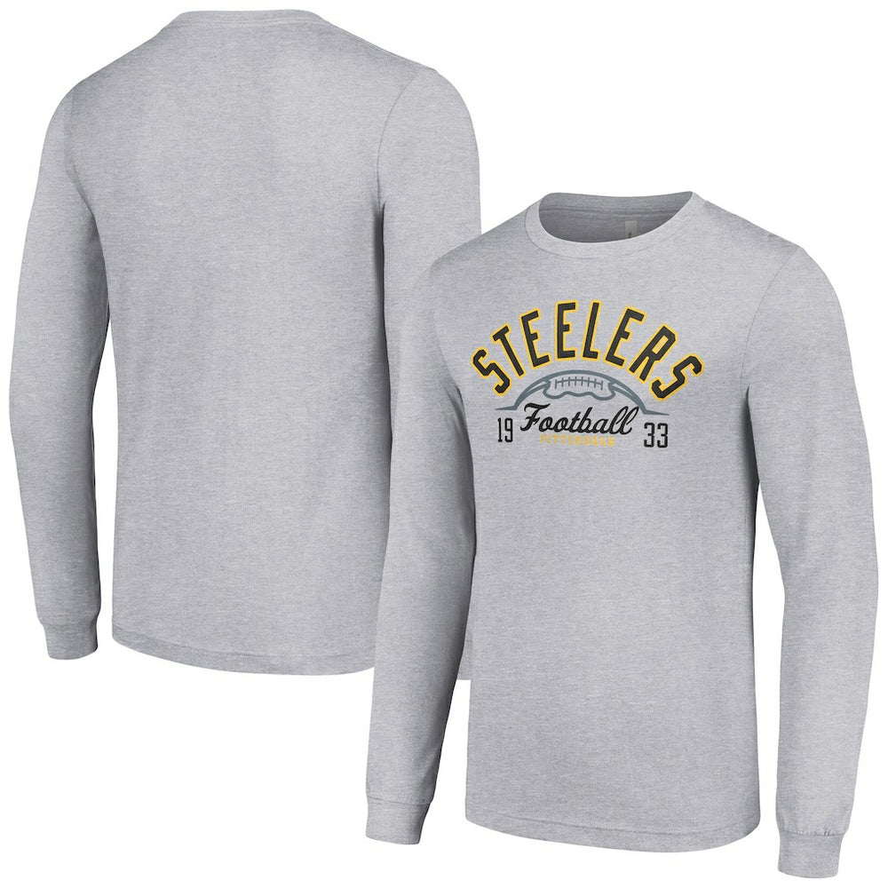Pittsburgh Steelers Starter Half Ball Team Long Sleeve T-Shirt - Heather Gray - NFL