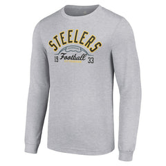 Pittsburgh Steelers Starter Half Ball Team Long Sleeve T-Shirt - Heather Gray - NFL