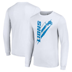 Detroit Lions Starter Color Scratch Long Sleeve T-Shirt - White - NFL