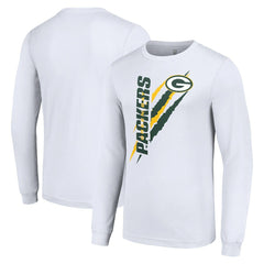 Green Bay Packers Starter Color Scratch Long Sleeve T-Shirt - White - NFL
