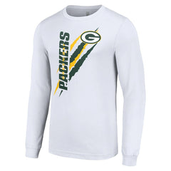 Green Bay Packers Starter Color Scratch Long Sleeve T-Shirt - White - NFL