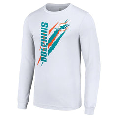 Miami Dolphins Starter Color Scratch Long Sleeve T-Shirt - White - NFL