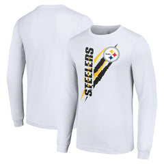 Pittsburgh Steelers Starter Color Scratch Long Sleeve T-Shirt - White - NFL