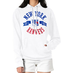 New York Rangers G-III 4Her by Carl Banks Women's City Graphic Fleece Pullover Hoodie - White | NHL Clearance