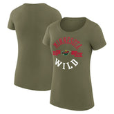 Minnesota Wild G-III 4Her by Carl Banks Women's Super-Slim Fit Lightweight City Graphic Sport Crewneck T-Shirt - Green | NHL Lifestyle