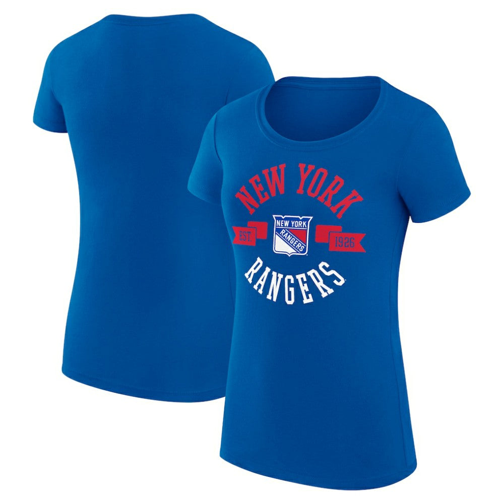 New York Rangers G-III 4Her by Carl Banks Women's Super-Slim Fit Lightweight City Graphic Sport Crewneck T-Shirt - Royal | NHL sale