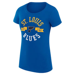 St. Louis Blues G-III 4Her by Carl Banks Women's Super-Slim Fit Lightweight City Graphic Sport Crewneck T-Shirt - Royal | NHL Clearance