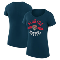 Florida Panthers G-III 4Her by Carl Banks Women's Super-Slim Fit Lightweight City Graphic Sport Crewneck T-Shirt - Navy | NHL Clearance