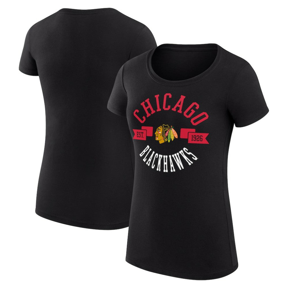 Chicago Blackhawks G-III 4Her by Carl Banks Women's Super-Slim Fit Lightweight City Graphic Sport Crewneck T-Shirt - Black | NHL on sale