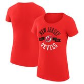 New Jersey Devils G-III 4Her by Carl Banks Women's Super-Slim Fit Lightweight City Graphic Sport Crewneck T-Shirt - Red | NHL Lifestyle