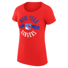 New York Rangers G-III 4Her by Carl Banks Women's Super-Slim Fit Lightweight City Graphic Sport Crewneck T-Shirt - Red | NHL Clearance