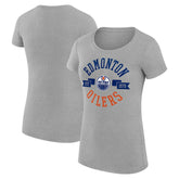 Edmonton Oilers G-III 4Her by Carl Banks Women's Super-Slim Fit Lightweight City Graphic Sport Crewneck T-Shirt - Heather Gray | NHL Lifestyle