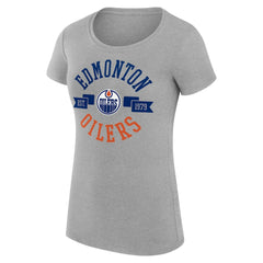 Edmonton Oilers G-III 4Her by Carl Banks Women's Super-Slim Fit Lightweight City Graphic Sport Crewneck T-Shirt - Heather Gray | NHL Lifestyle