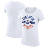 Edmonton Oilers G-III 4Her by Carl Banks Women's Super-Slim Fit Lightweight City Graphic Sport Crewneck T-Shirt - White | NHL Lifestyle