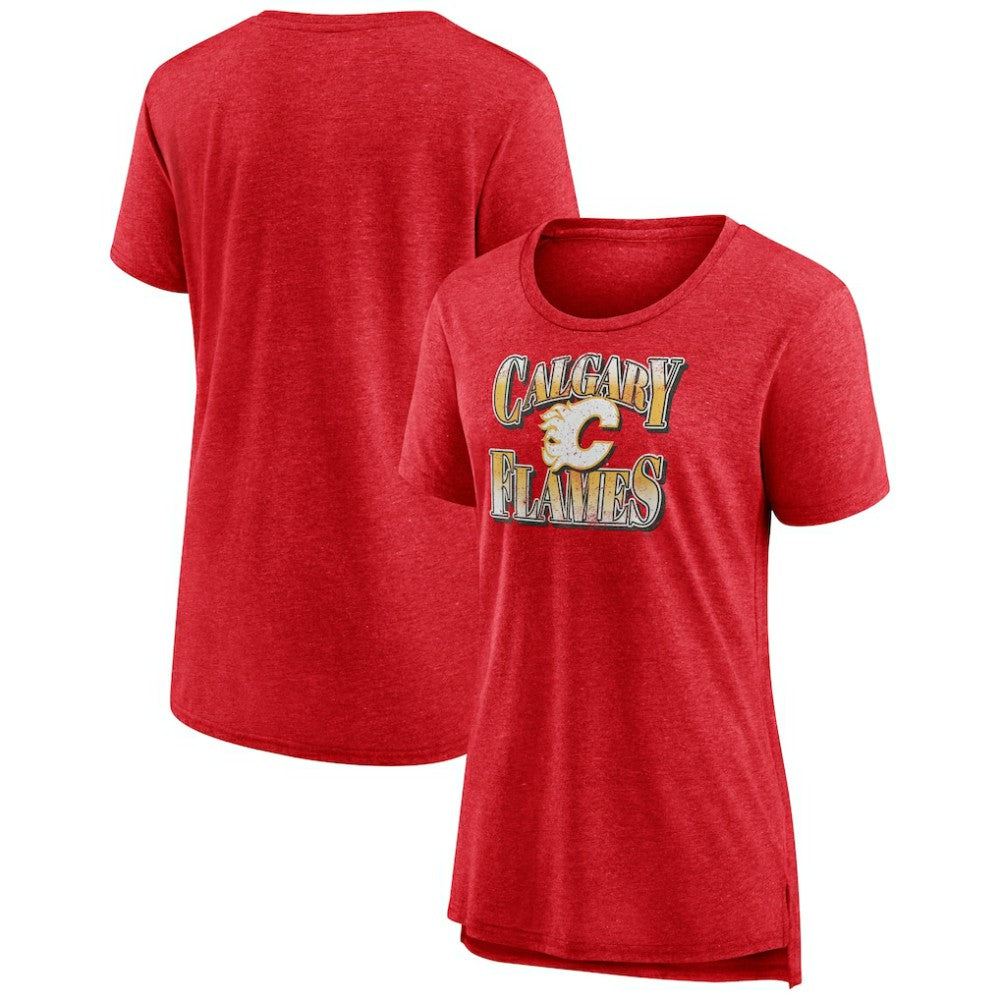 Calgary Flames Women's Crash the Net Tri-Blend T-Shirt - Red | NHL discount