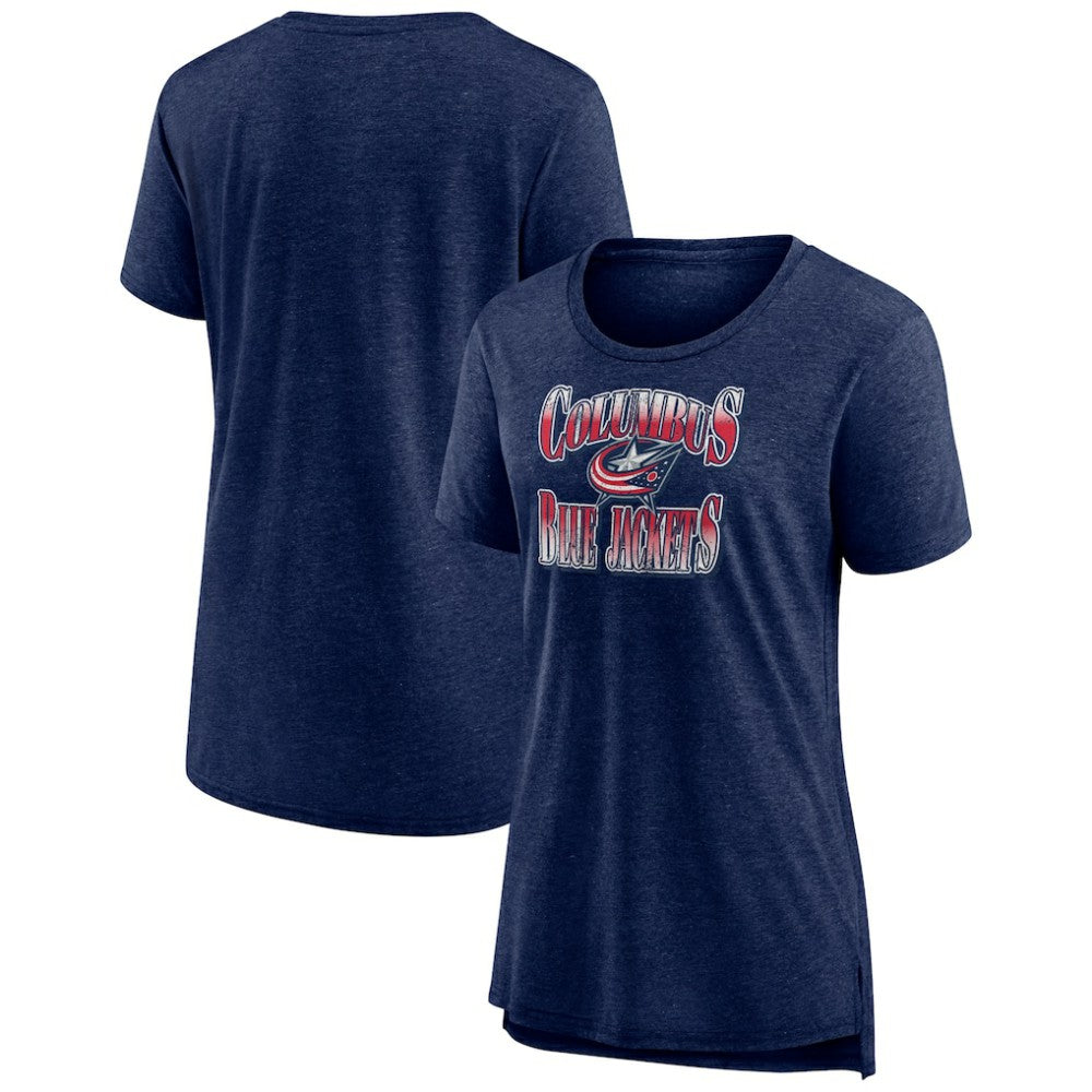 Columbus Blue Jackets Women's Crash the Net Tri-Blend T-Shirt - Navy | NHL Clearance