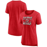 New Jersey Devils Women's Crash the Net Tri-Blend T-Shirt - Red | NHL on sale